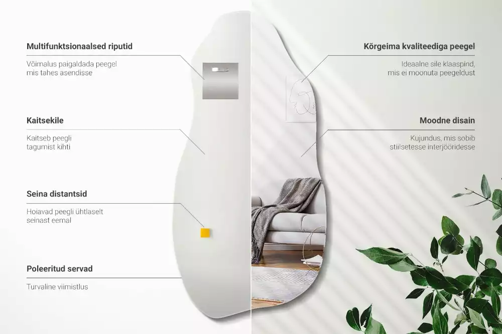 Specchio forma organica macchia da appendere