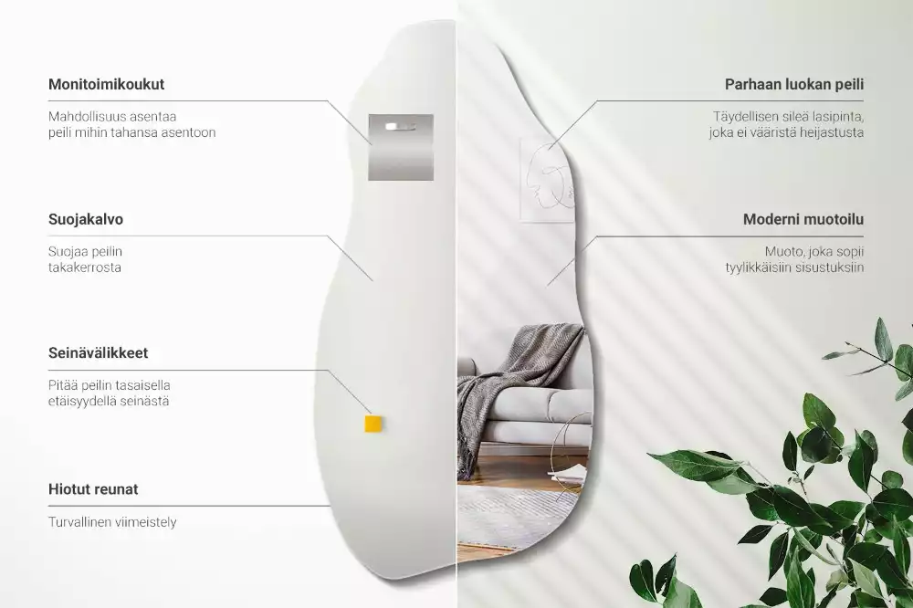 Specchio forma organica macchia da appendere