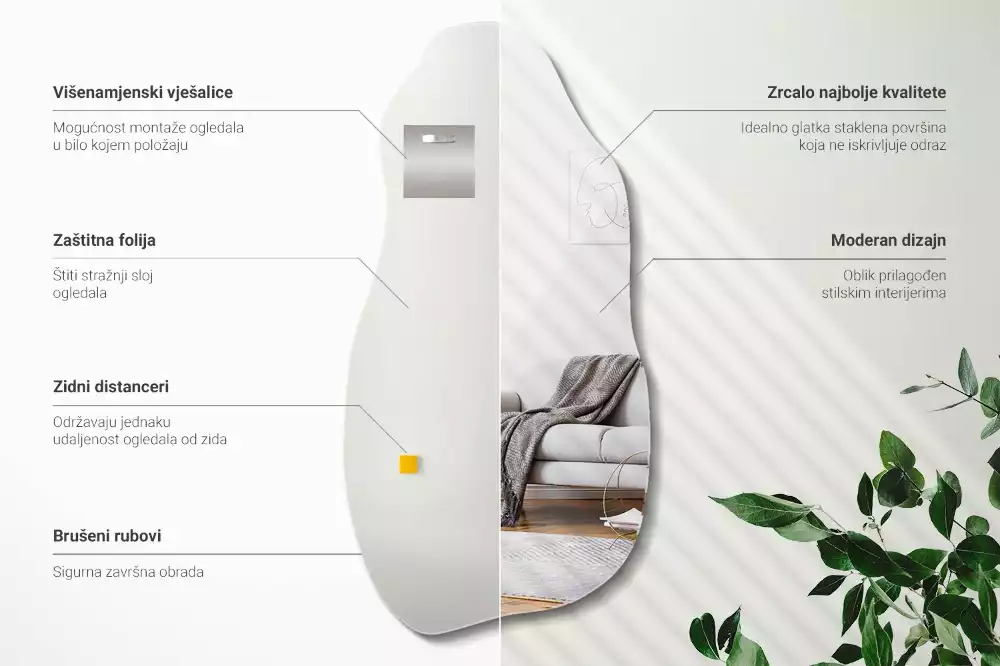 Specchio forma organica macchia da appendere