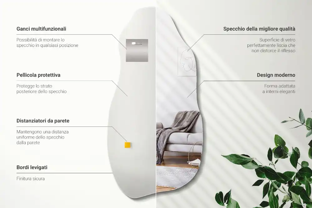 Specchio forma organica macchia da appendere