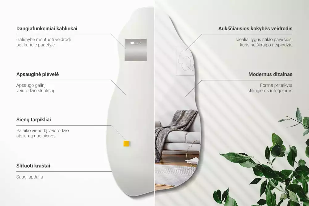 Specchio forma organica macchia da appendere