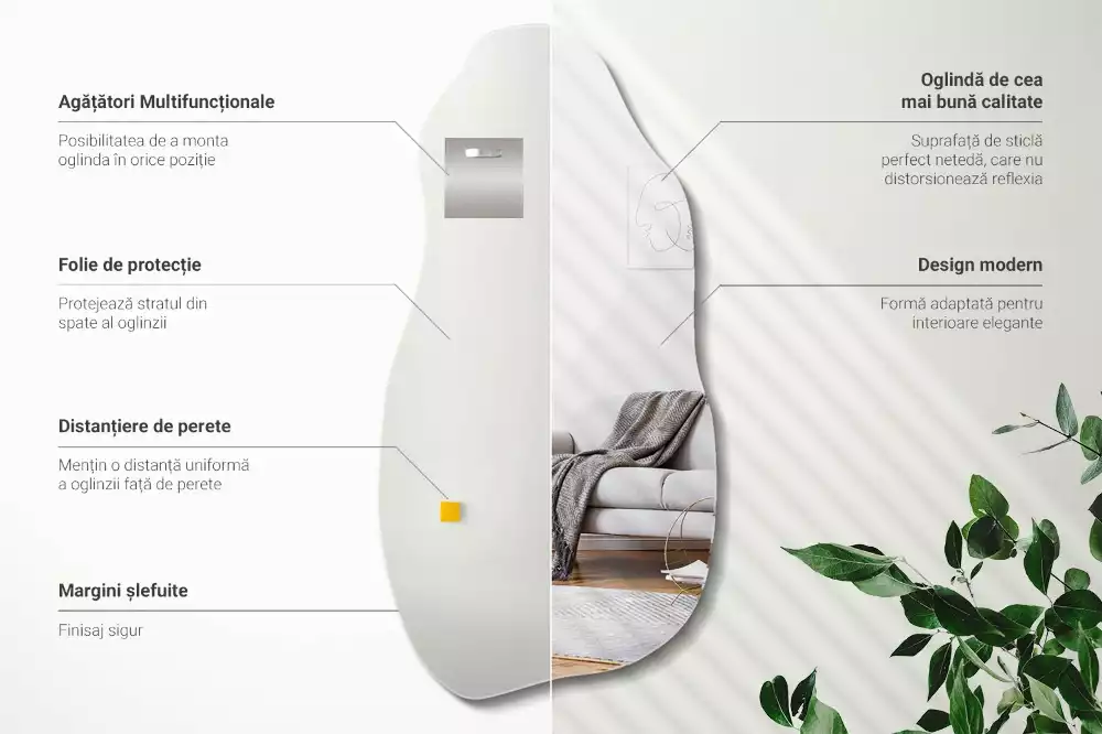 Specchio forma organica macchia da appendere