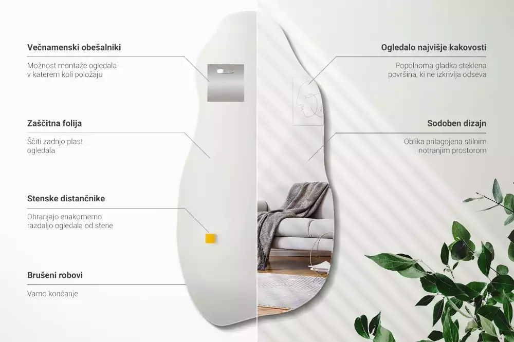 Specchio forma organica macchia da appendere