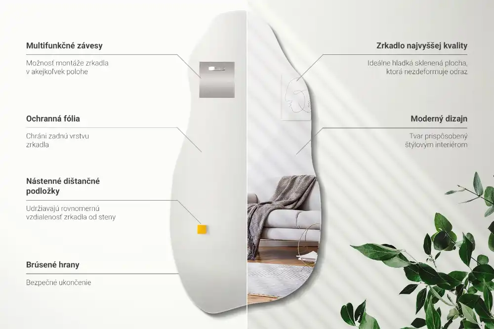 Specchio forma organica macchia da appendere