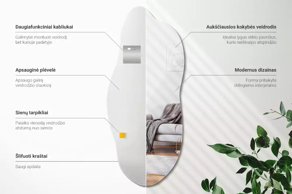 Specchio forma organica accessorio d'effetto