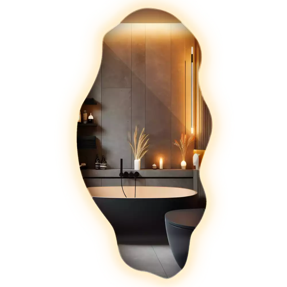 Specchio asimmetrico illuminato a LED