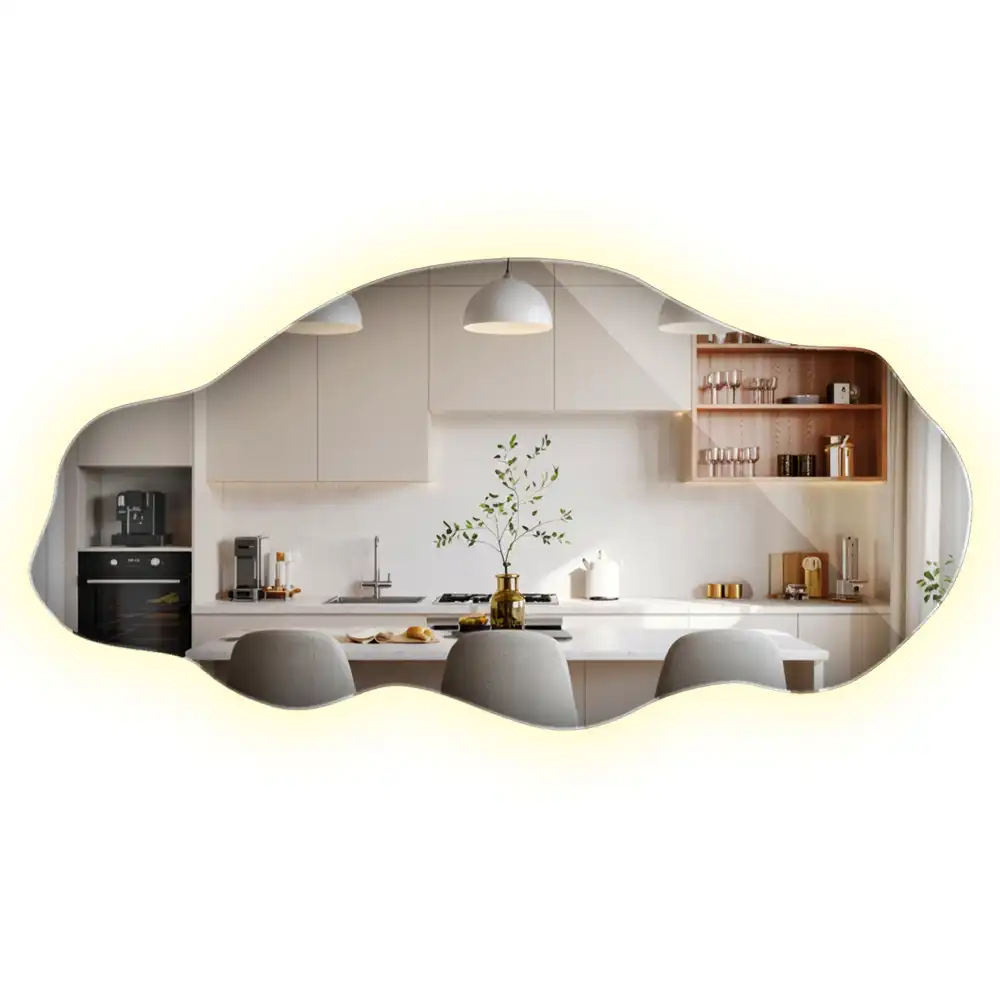 Specchio asimmetrico illuminato a LED