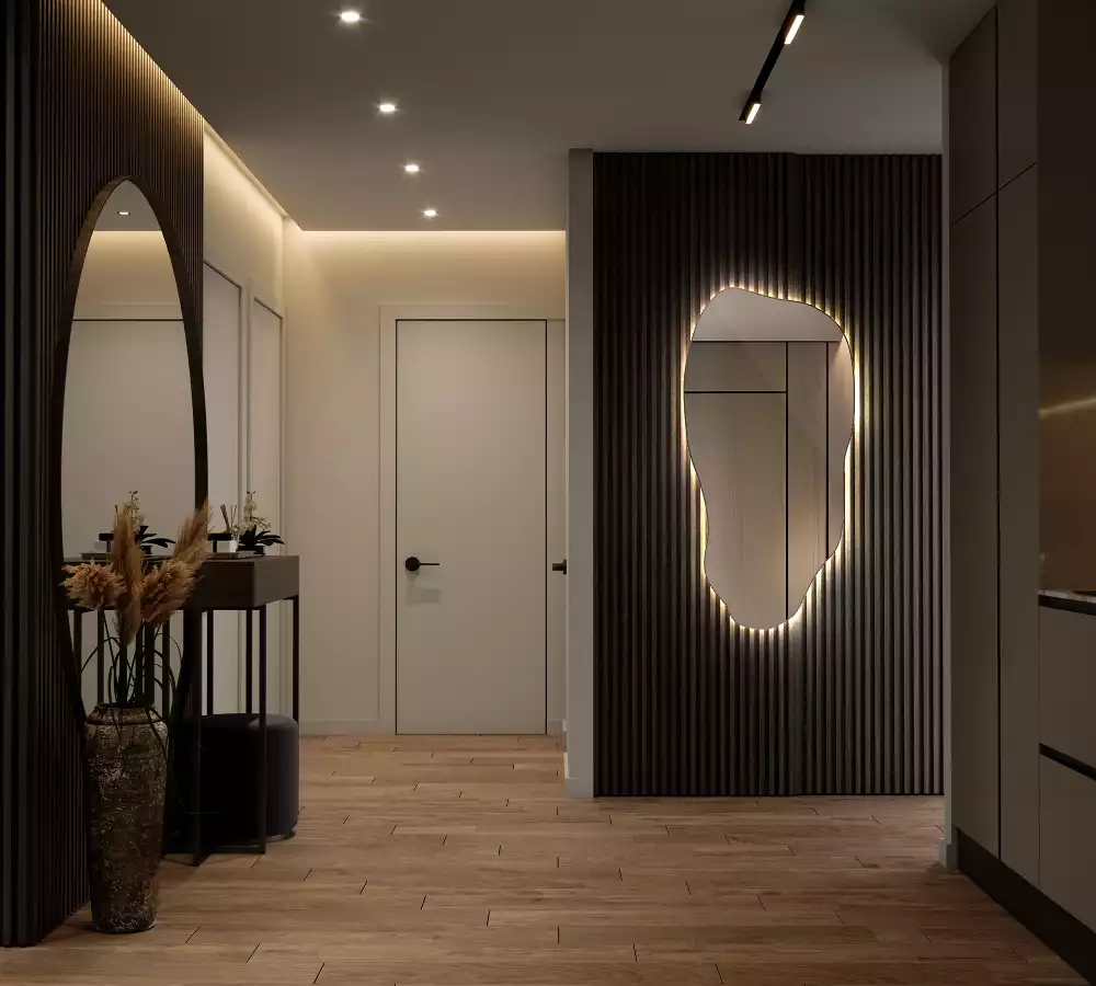 Specchio organico illuminato elegante