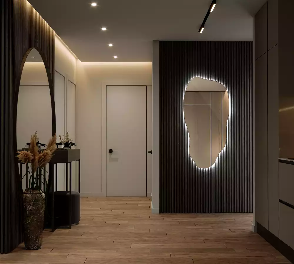 Specchio organico illuminato elegante