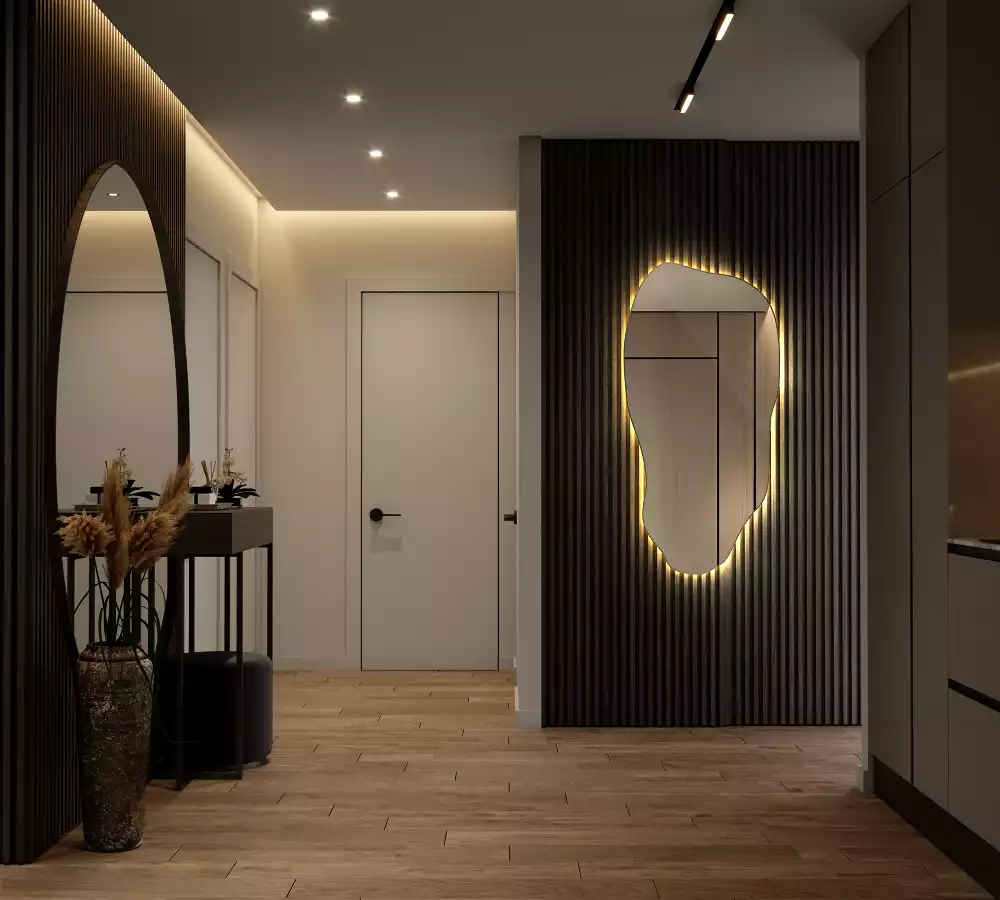 Specchio organico illuminato elegante