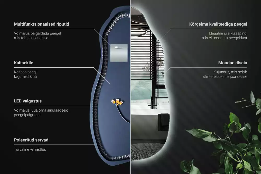 Specchio organico illuminato elegante