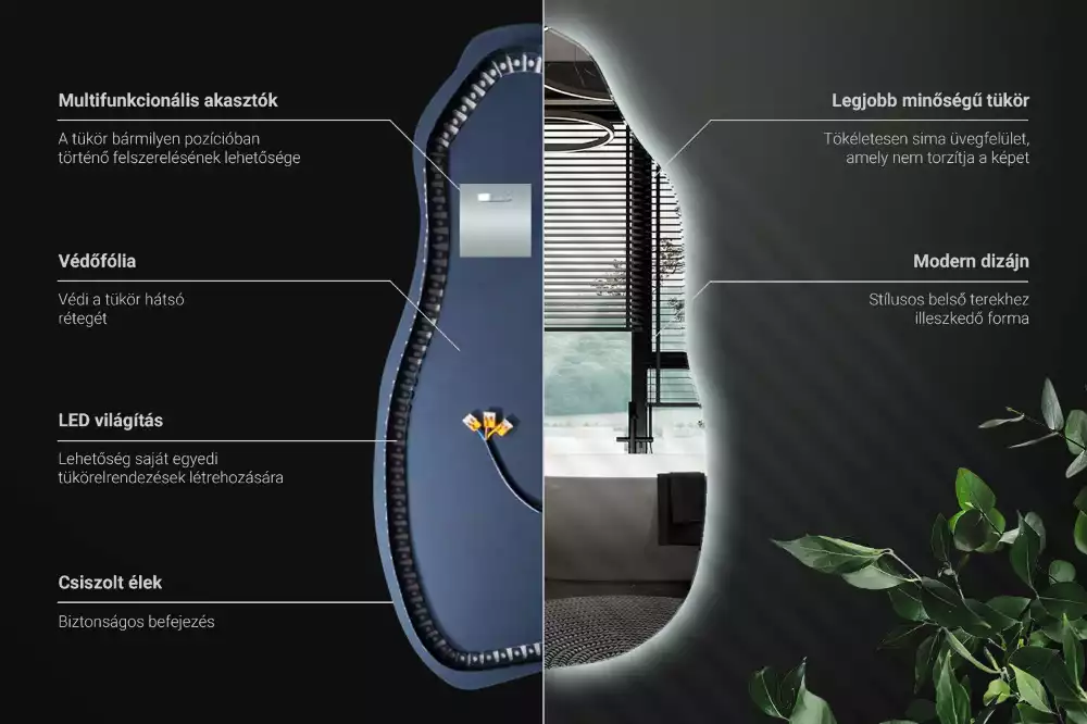 Specchio organico illuminato elegante