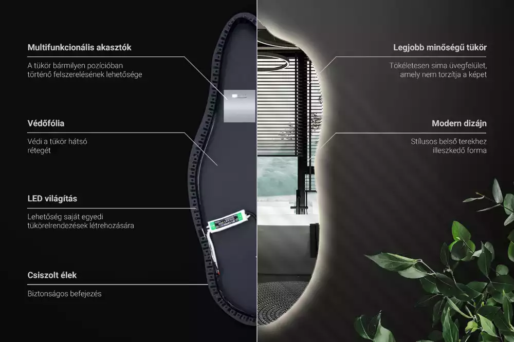 Specchio asimmetrico led elegante