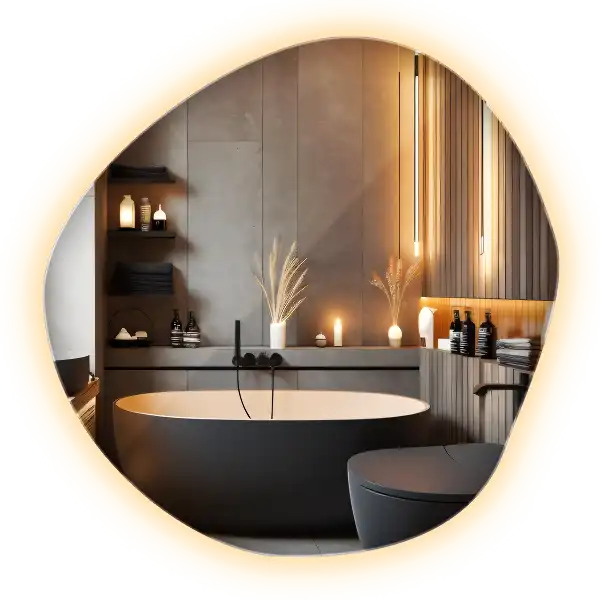 Specchio asimmetrico led a parete