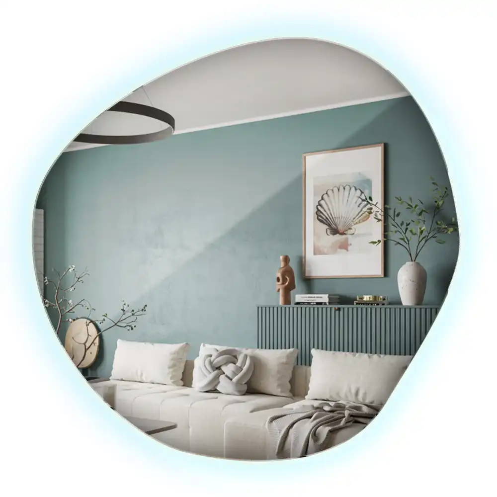 Specchio asimmetrico led a parete