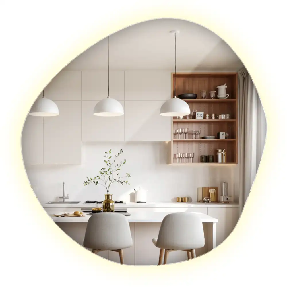 Specchio asimmetrico led a parete