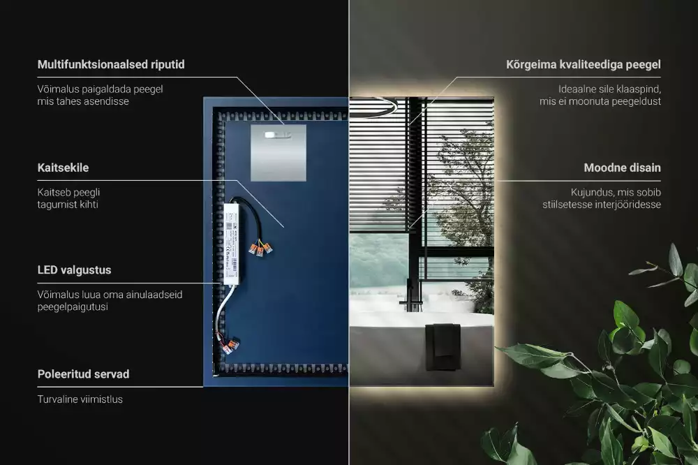 Specchio quadrato LED moderno