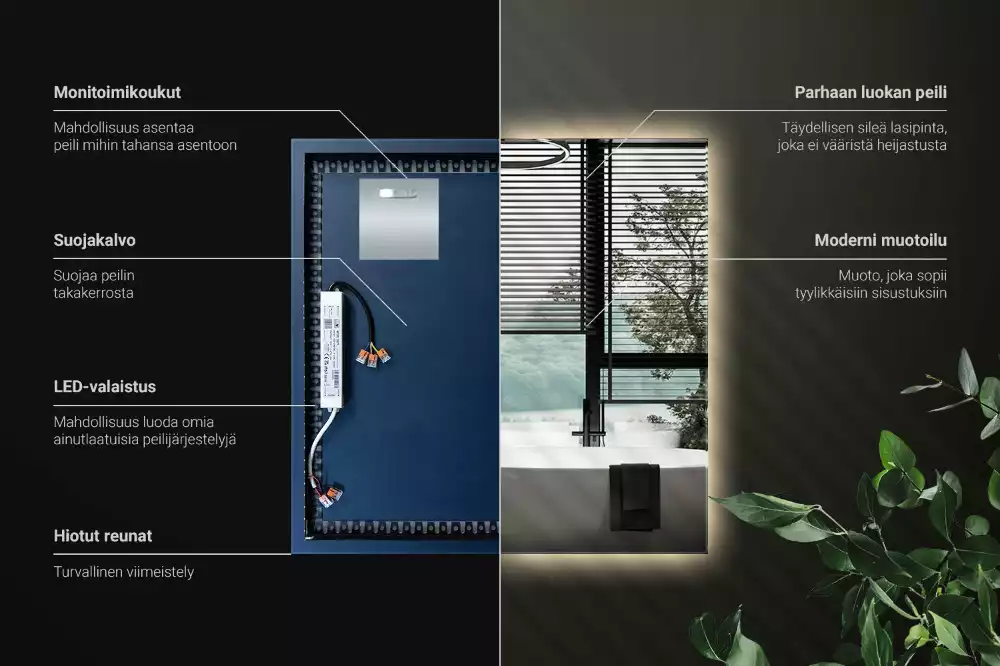 Specchio quadrato LED moderno
