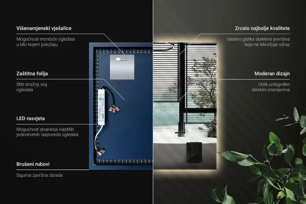 Specchio quadrato LED moderno