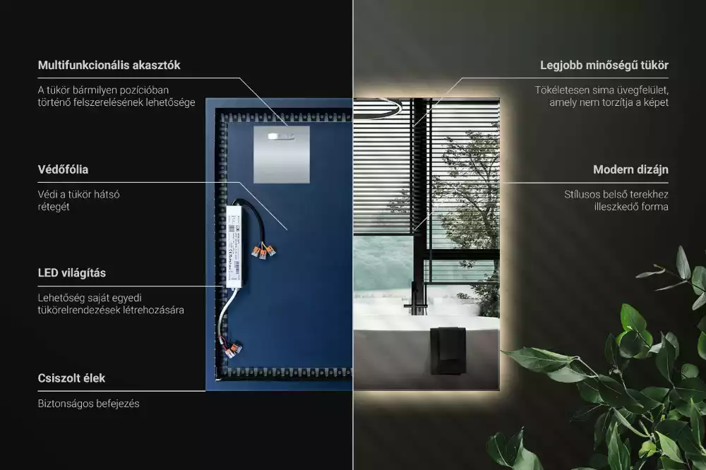 Specchio quadrato LED moderno