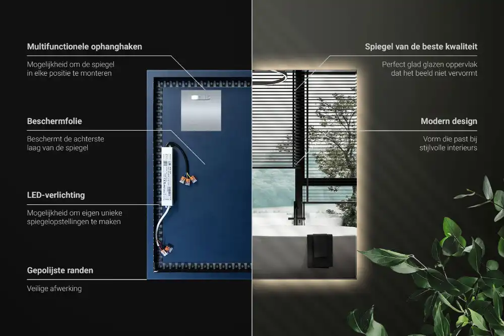 Specchio quadrato LED moderno
