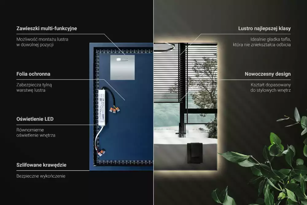 Specchio quadrato LED moderno