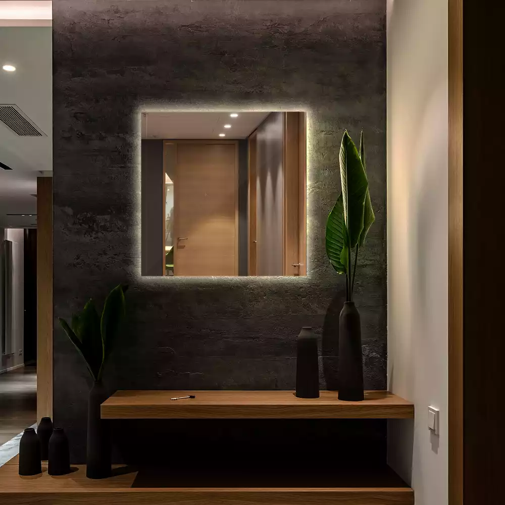 Specchio quadrato LED moderno