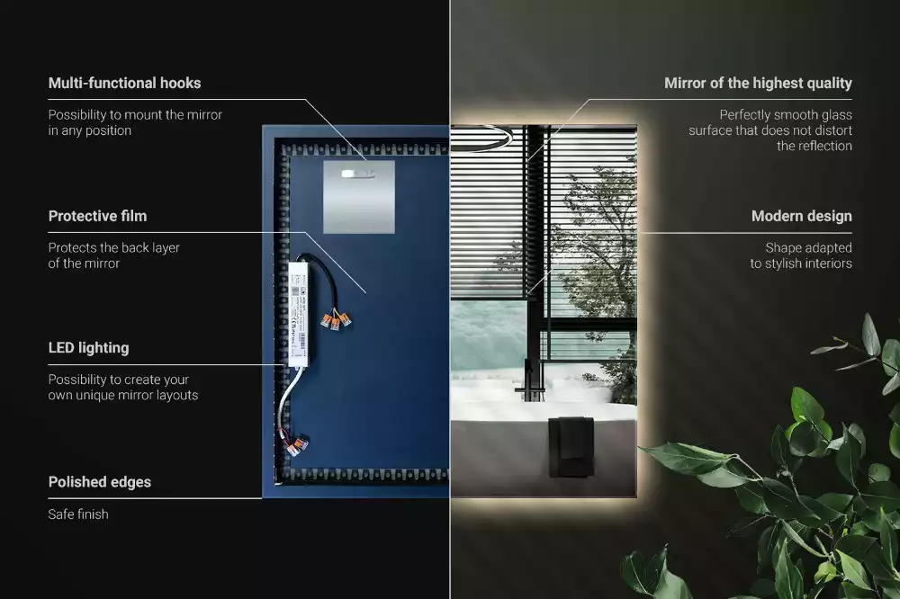 Specchio quadrato LED moderno