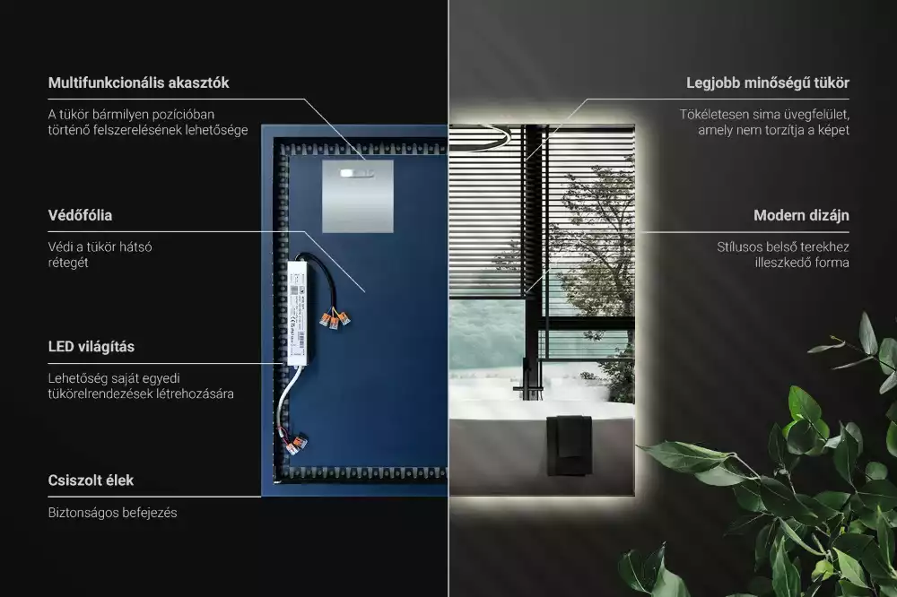 Specchio quadrato LED moderno