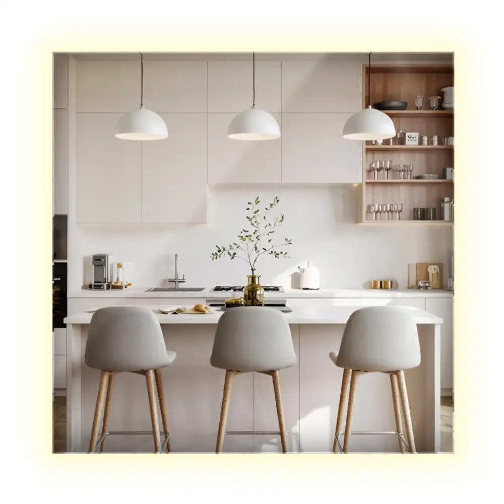 Specchio quadrato LED moderno