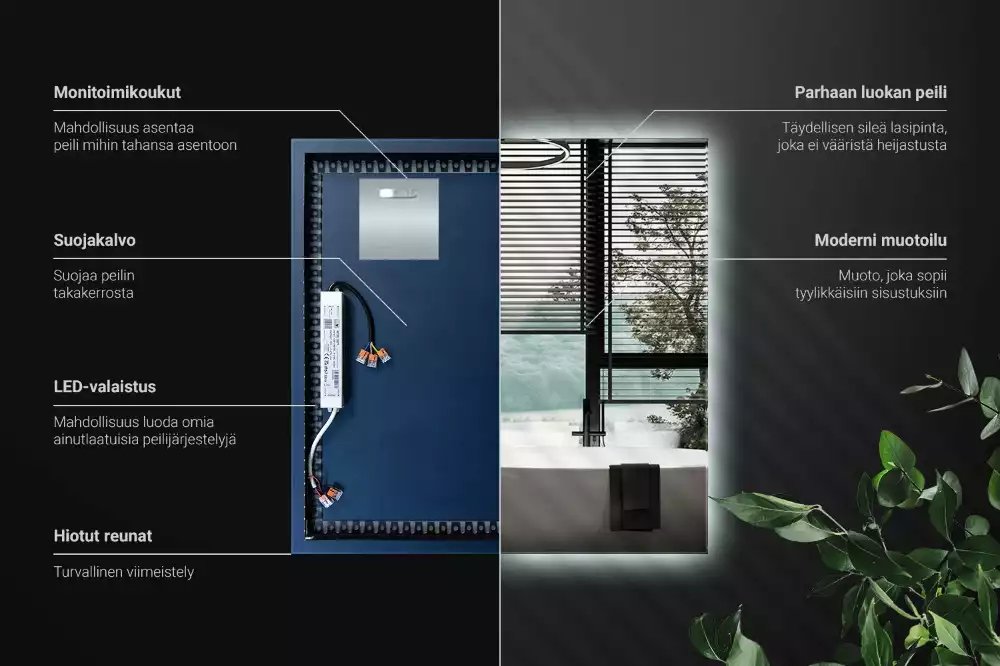 Specchio quadrato LED moderno
