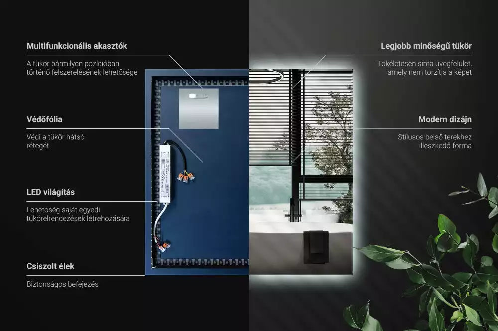 Specchio quadrato LED moderno