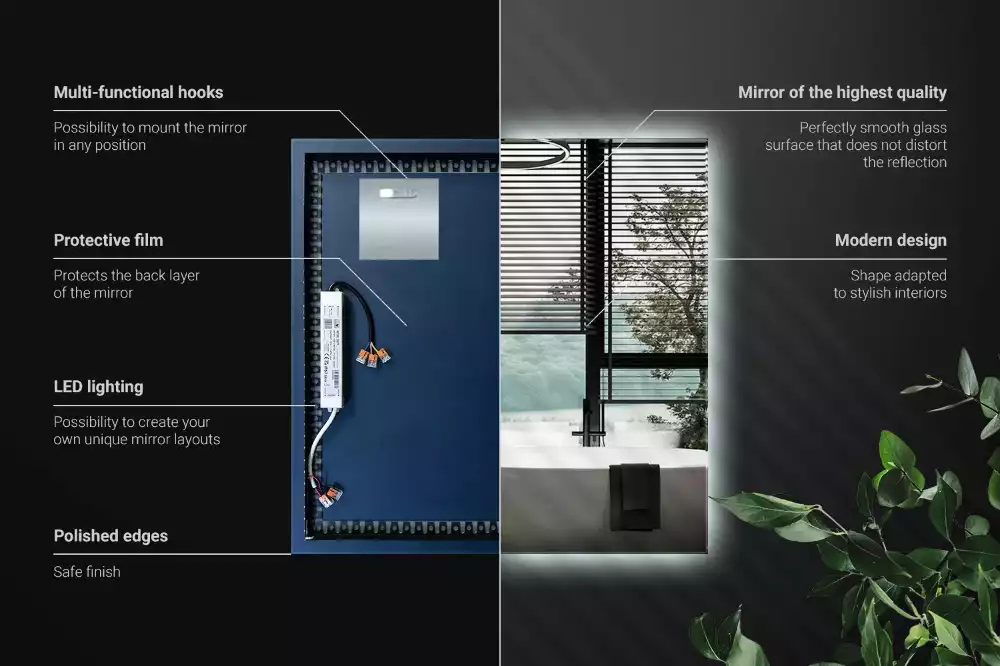 Specchio quadrato LED moderno