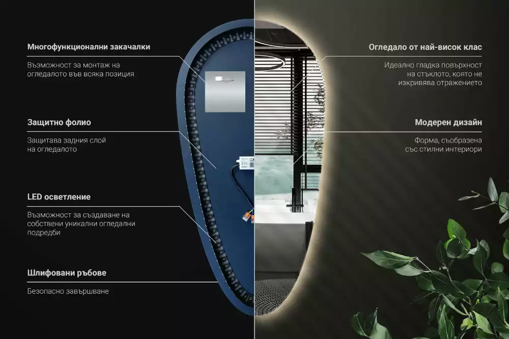 Specchio a goccia led da parete