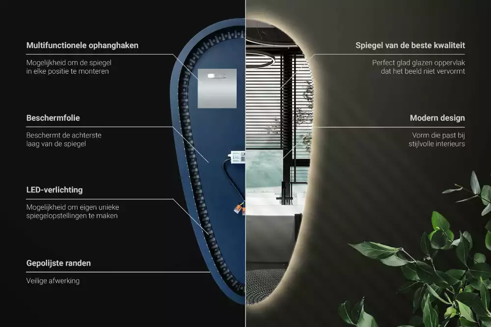 Specchio a goccia led da parete