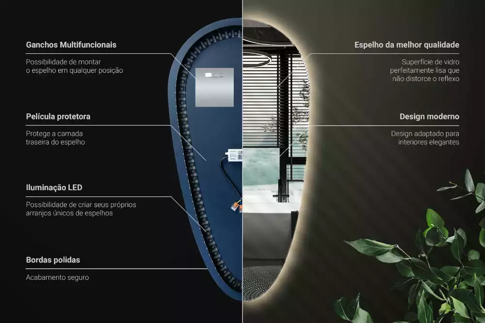 Specchio a goccia led da parete