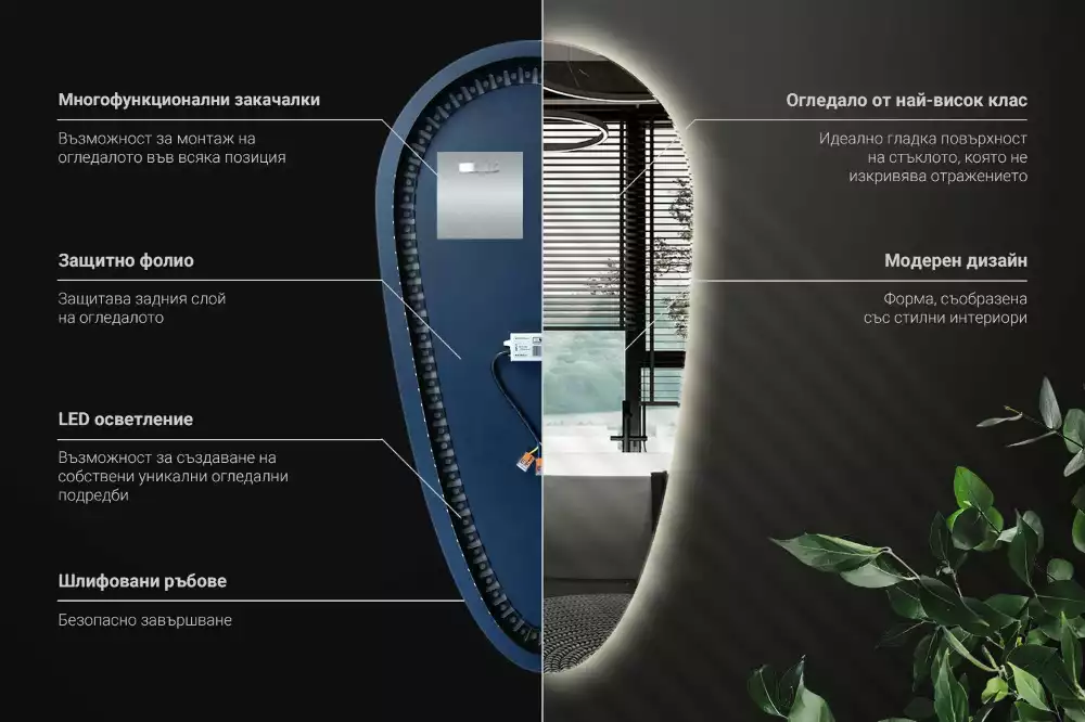 Specchio a goccia led da parete