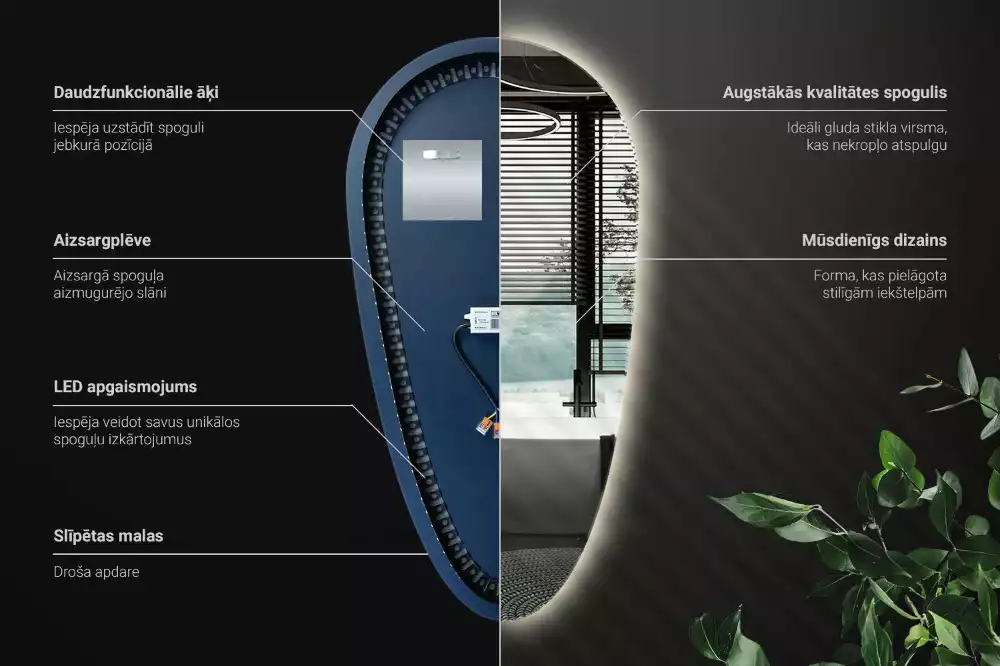 Specchio a goccia led da parete