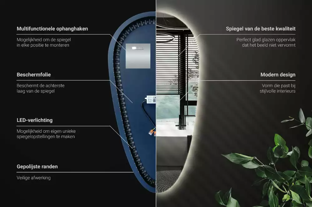 Specchio a goccia led da parete