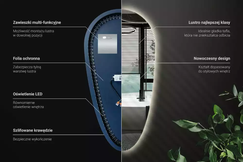 Specchio a goccia led da parete