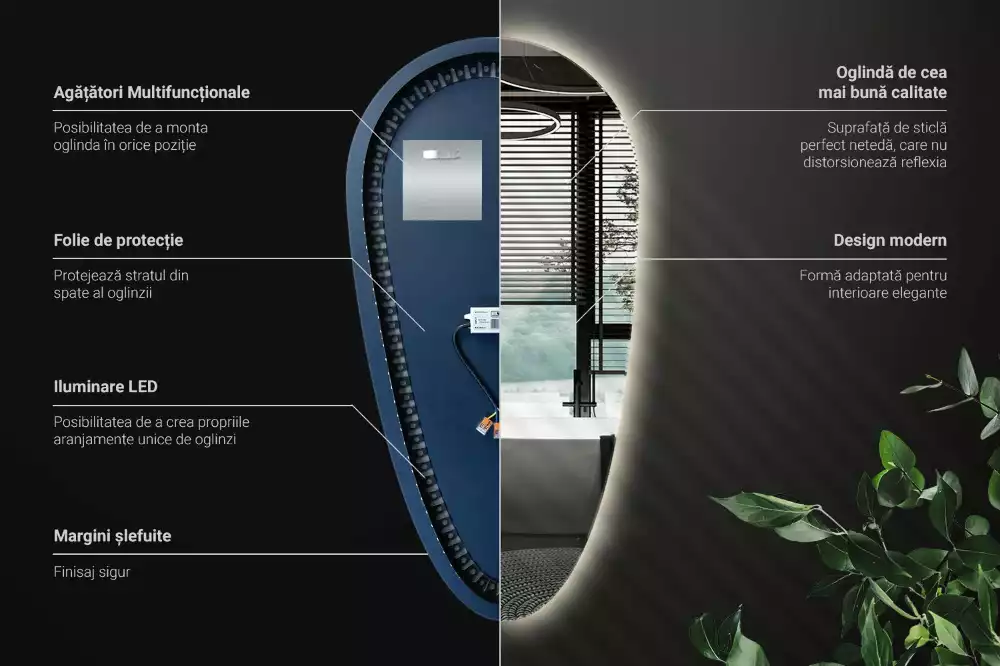 Specchio a goccia led da parete