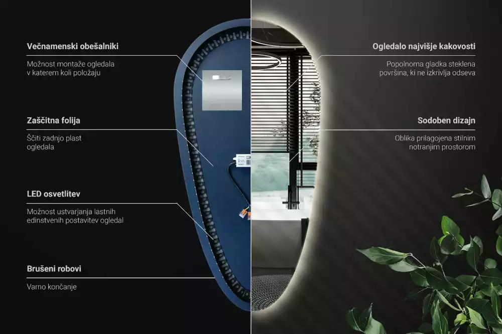 Specchio a goccia led da parete