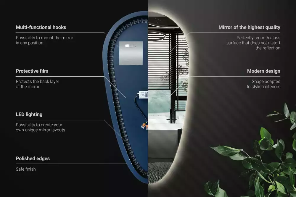 Specchio a goccia led da parete