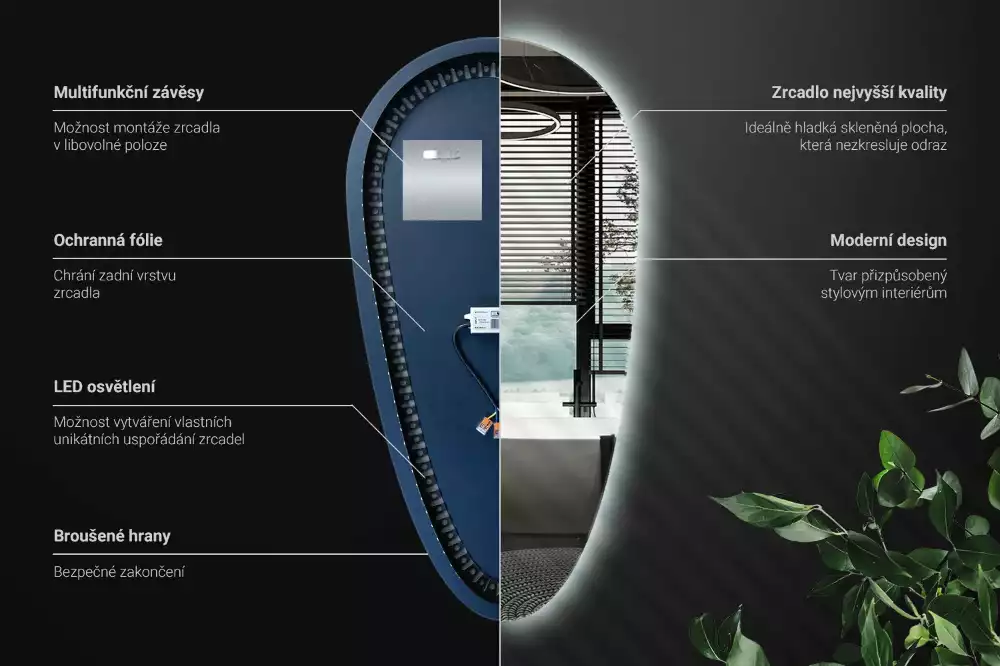 Specchio a goccia led da parete