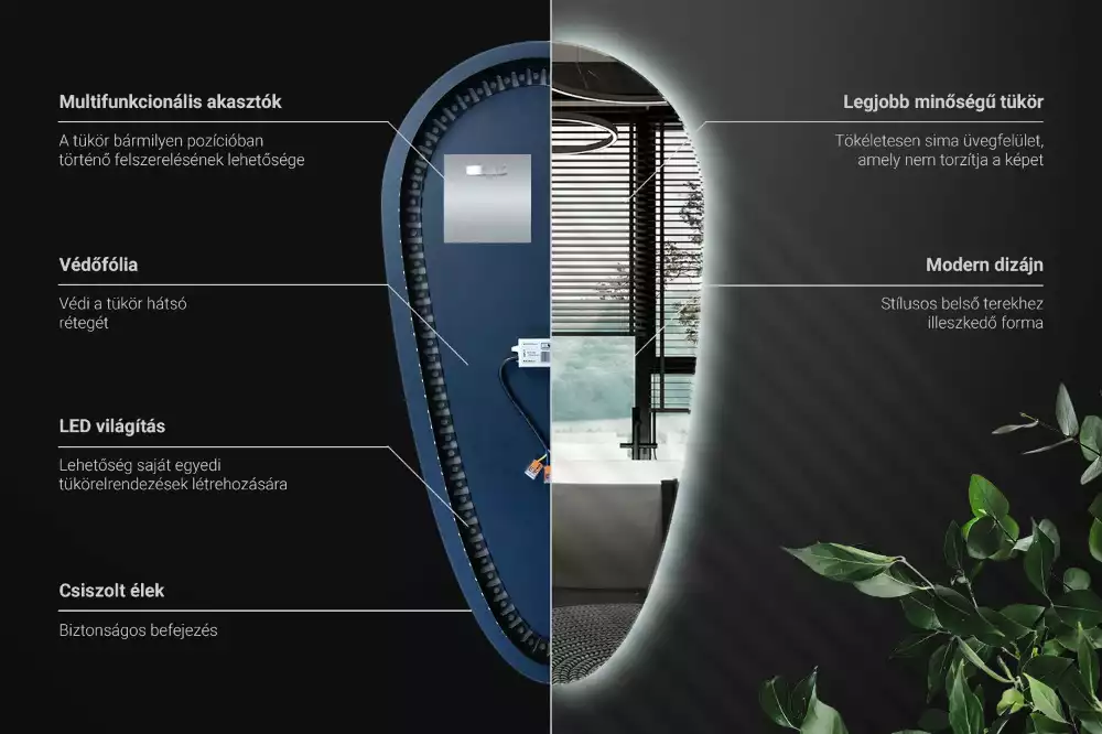 Specchio a goccia led da parete