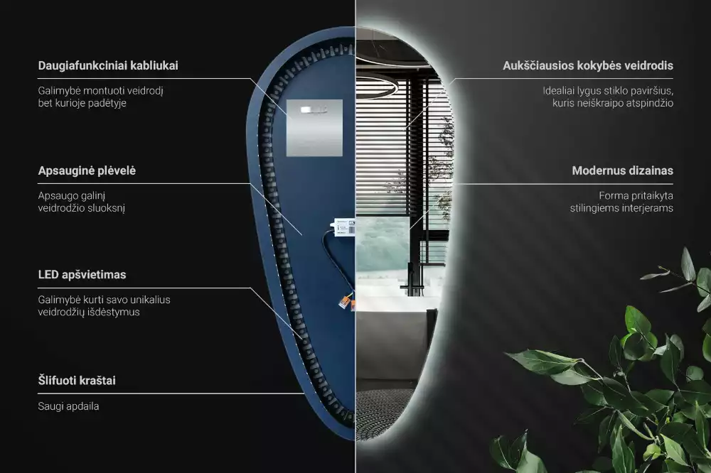 Specchio a goccia led da parete