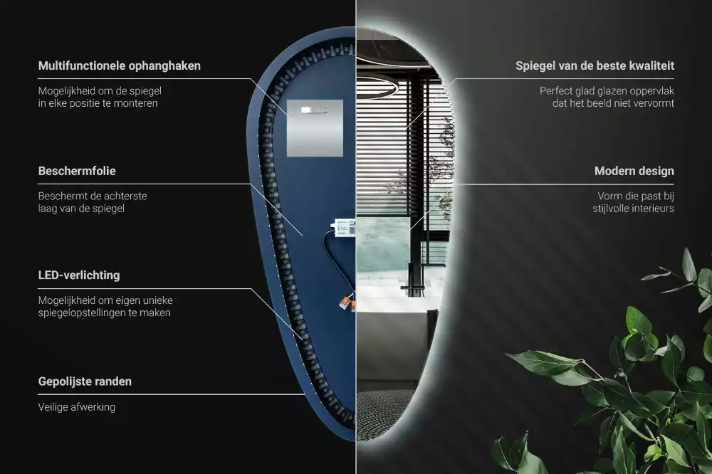 Specchio a goccia led da parete