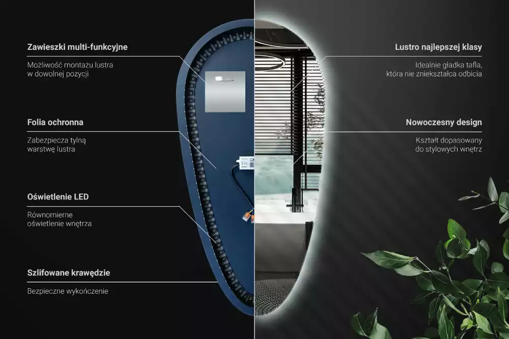 Specchio a goccia led da parete