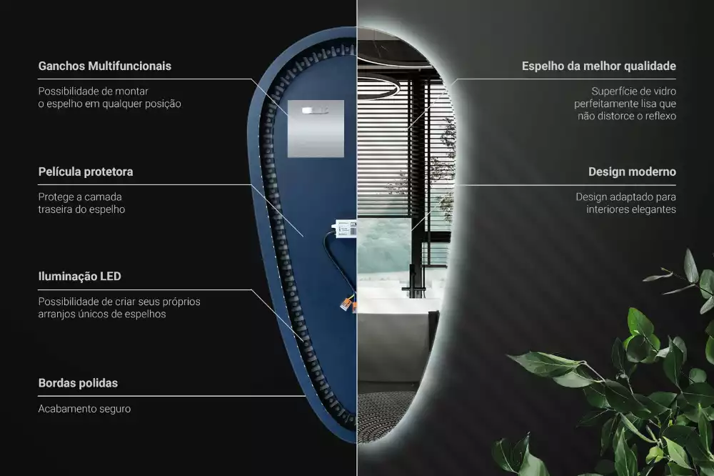 Specchio a goccia led da parete