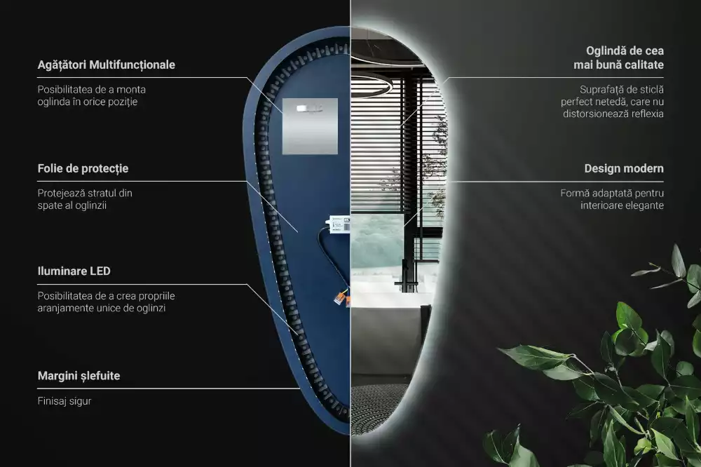 Specchio a goccia led da parete
